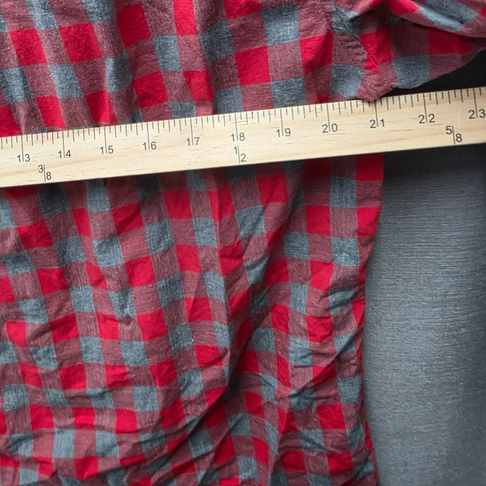 J.Crew Mens Red Gray Buffalo Check Cotton Button Down Shirt Large